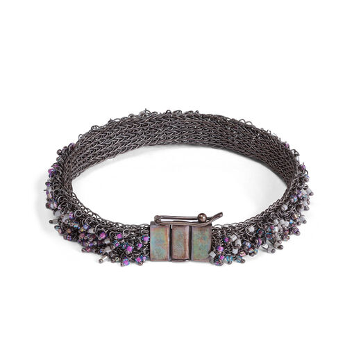 Silver and purple beaded bracelet by Milena Zu